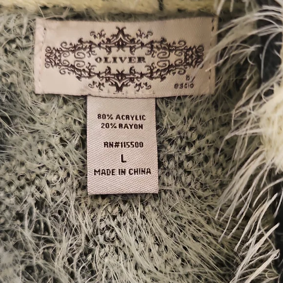 Oliver Monochrome Ombre Fuzzy Cheetah Open Cardigan Black White Large - Picture 2 of 13